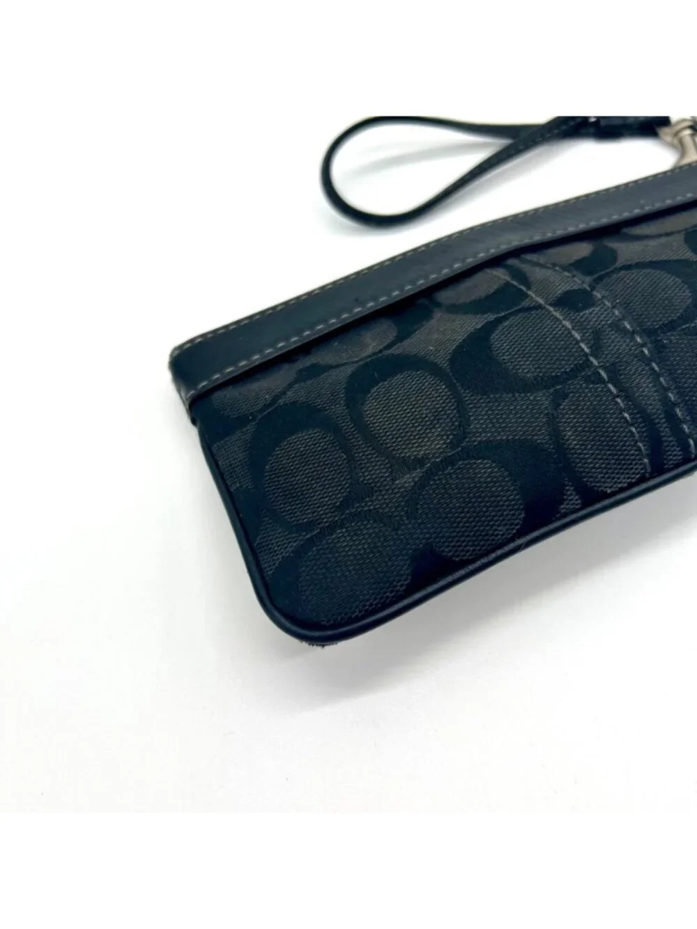 Coach Black Signature Canvas Small Wristlet Wallet